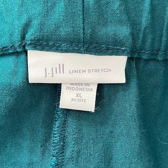 J. Jill Size XL Petite Pants Linen Stretch Belted Cropped Teal Peacock Wide Leg - Picture 6 of 8
